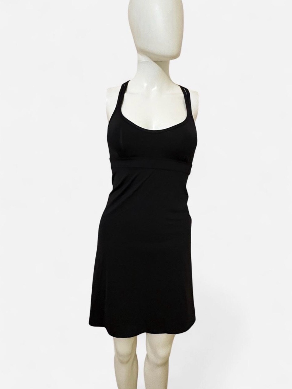 Athleta Black Racerback sporty dress with Shelf Bra